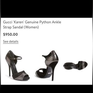 NWT Gucci 55 'Karen' Ankle Strap 7.5 (38) BLACK/ ANTHRACITE LEATHER